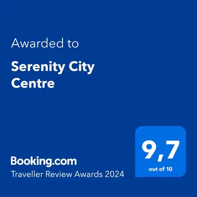 a blue screen with the text wanted to yearly city centre at Serenity City Centre in Podgorica