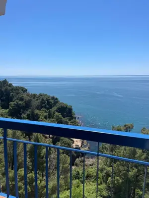 a view of the ocean from a balcony at CORPUS A - Hotel Albatros in Ulcinj