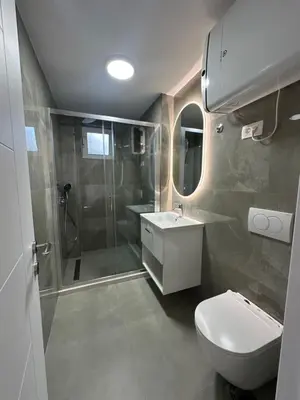 a bathroom with a shower and a toilet and a sink at Gazdinstvo Đurović in Dobra Voda