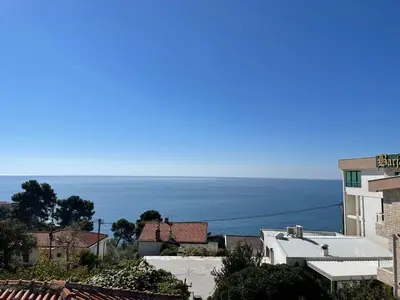 a view of the ocean from a building at Apartman 200 in Ulcinj