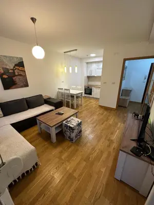 a living room with a couch and a table at Laura apartment City kvart in Podgorica
