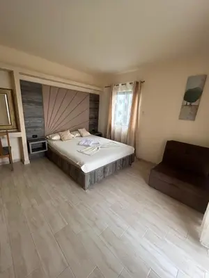 a large bedroom with a bed and a couch at Guesthouse Liamra in Ulcinj