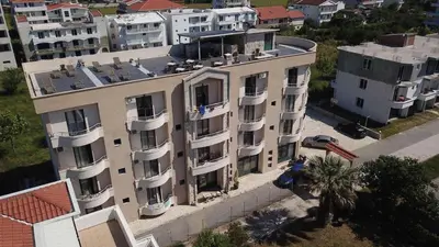 an aerial view of a apartment building with balconies at Guesthouse Liamra in Ulcinj