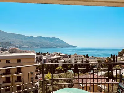 a view of the ocean from a building at Wonder Apartments in Budva