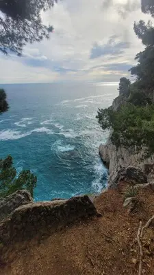 a view of the ocean from a cliff at Cozy Montenegro Experience, 50m from the beach in Petrovac na Moru