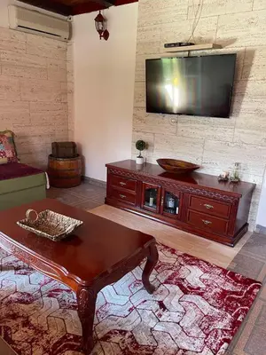 a living room with a flat screen tv on a wall at Casa di Kiara, Skadar Lake in Dodoši