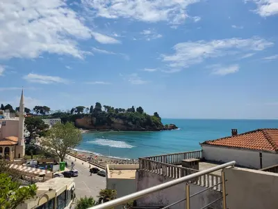 a view of the ocean from a balcony at Apartmani Liki in Ulcinj
