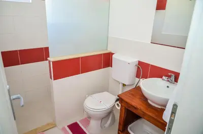 a bathroom with a toilet and a sink at Apartments Paradise in Ulcinj