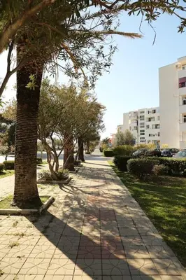 a sidewalk with trees on the side of a street at Apartment Filip in Bar