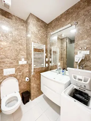 a bathroom with a toilet and a sink at Sea View Tre Canne Apartment in Budva