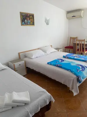 two beds sitting next to each other in a room at ILIC APARTMENTS in Budva