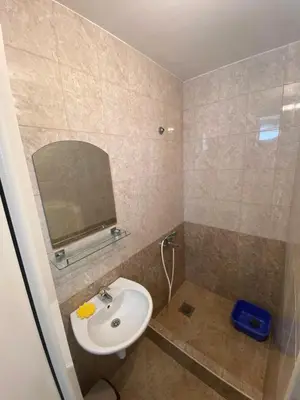 a bathroom with a sink and a mirror at Apartmani Resetar in Sutomore