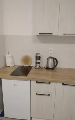 a kitchen with a counter with a tea kettle on it at M&A Montenegro Apartmani in Golubovci