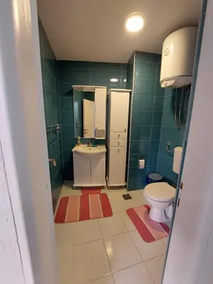 a bathroom with a toilet and a sink at Boggi Apartments in Ulcinj