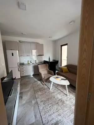 a living room with a couch and a table at Place Budva in Budva