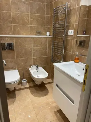 a bathroom with a toilet and a sink at Apartment Ritter in Budva