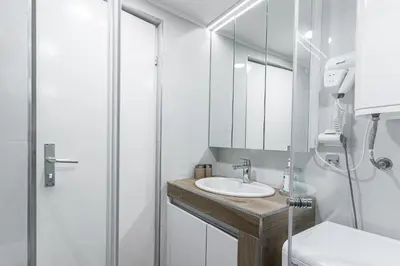 a bathroom with a sink and a shower at Studio Apartment Danka Old Town Budva in Budva