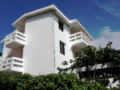 a white building with trees in front of it at KIWI in Bar