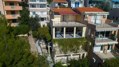 an aerial view of a apartment building at Apartments Petković in Petrovac na Moru