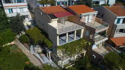 an aerial view of a house at Apartments Petković in Petrovac na Moru
