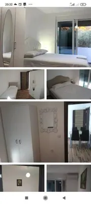 a collage of four pictures of a bedroom and a room at Kod Senada in Utjeha
