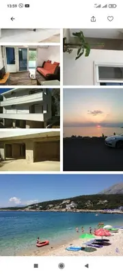 a collage of photos of people on the beach at Kod Senada in Utjeha