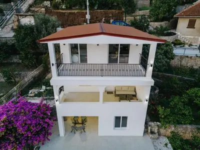 an aerial view of a white house with a porch at Vila HELENA in Dobra Voda