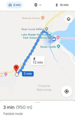 a screenshot of a map of the subway at B&B Ana in Virpazar