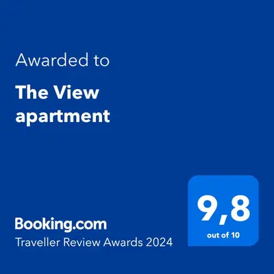 a blue screen with the text awarded to the view appointment at The View apartment 2 in Petrovac na Moru
