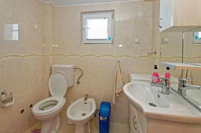 a bathroom with a toilet and a sink at Apartments Ajla in Utjeha