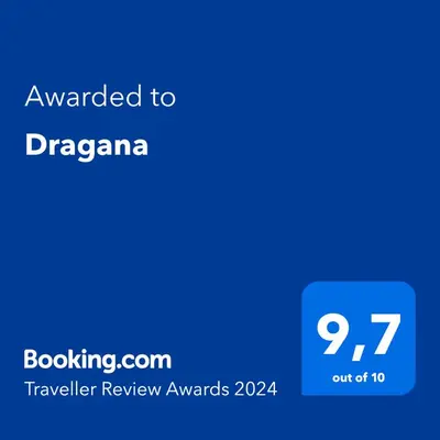 a blue phone screen with the text awarded to dragonania at Dragana in Petrovac na Moru
