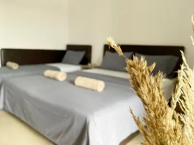 a white bed with two pillows and wheat germ at STANDART Premium in Ulcinj