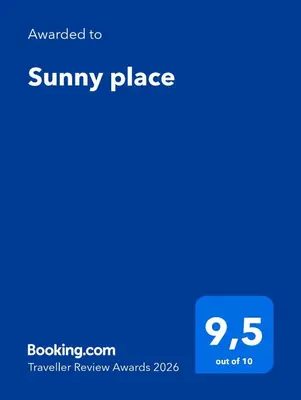 a screenshot of the suny place text on a blue screen at Sunny place in Podgorica