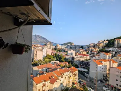 a view of a city from a building at Penthouse NIKOLA in Budva