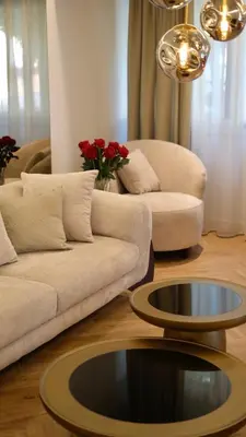 a living room with a couch and a coffee table at Sunshine of Montenegro - Luxury in Kotor