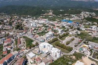 an aerial view of a city with buildings at Apartments RONDO in Ulcinj