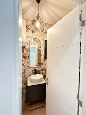 a bathroom with a sink and a mirror at Adriatic Dream in Tivat