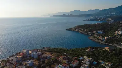 an aerial view of a large body of water at Apartments and Studios Anicic in Utjeha