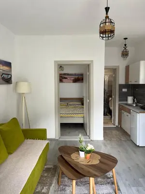 a living room with a couch and a table at Rijeka Crnojevica Apartment Vujovic in Rijeka Crnojevića