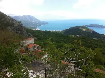 a view of the ocean from a mountain at Villa Ladera Lapcici in Budva
