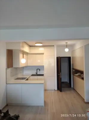 a kitchen with a sink and a counter top at Apartments Exclusive in Ulcinj