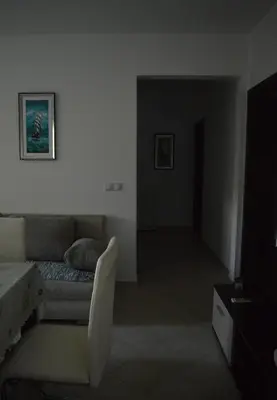 a living room with a couch and a television at Apartments Aneta in Ulcinj