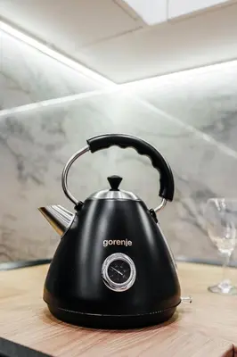 a black kettle sitting on top of a table at Skyline Apartments by In Property in Becici