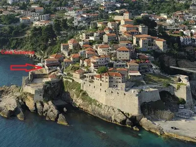 an aerial view of a town on top of a mountain at Apartments Susanna in Ulcinj