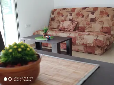 a living room with a couch and a table at Apartments Brnjada in Sutomore