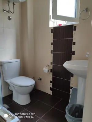a bathroom with a toilet and a sink at Apartments Brnjada in Sutomore