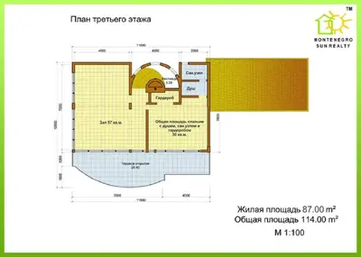 a floor plan of a house with yellow and blue at Villa Yukka in Utjeha
