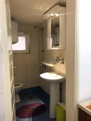 a bathroom with a sink and a toilet at Apartments Moracanin in Sutomore