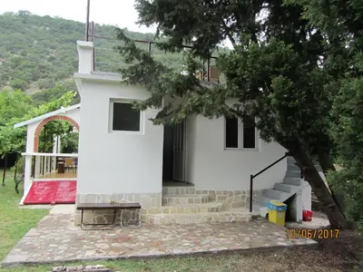 a white house with a tree in front of it at Holiday Home Idyllic Cottage in Čanj
