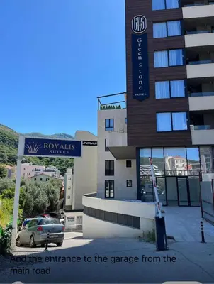 an entrance to the entrance to the garage from the main hotel at Montenegro at the Green Stone beach in Budva